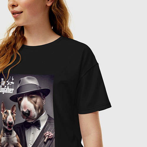 Женская футболка оверсайз Крёстный отец держит своего щенка - мем / Черный – фото 3
