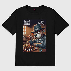 Футболка оверсайз женская Партия в шахматы с крёстным отцом, цвет: черный