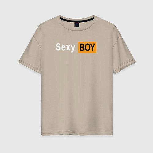 Женская футболка оверсайз Sexyboy pornhub / Миндальный – фото 1