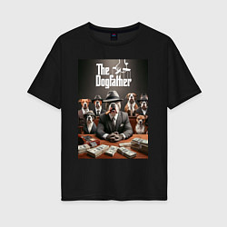 Футболка оверсайз женская Dog Corleone and his mafia, цвет: черный