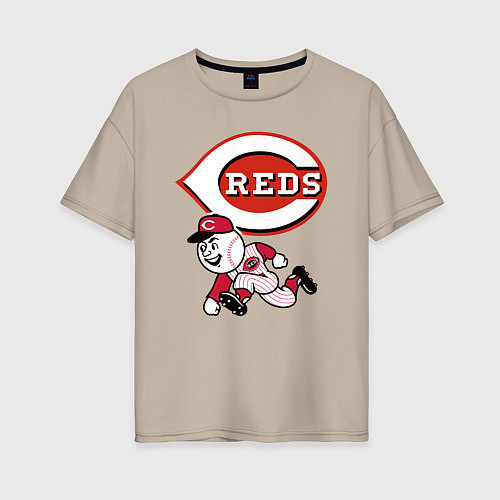 Женская футболка оверсайз Cincinnati reds baseball team - talisman / Миндальный – фото 1