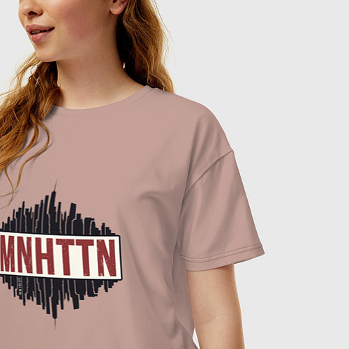 Женская футболка оверсайз New York Manhattan / Пыльно-розовый – фото 3