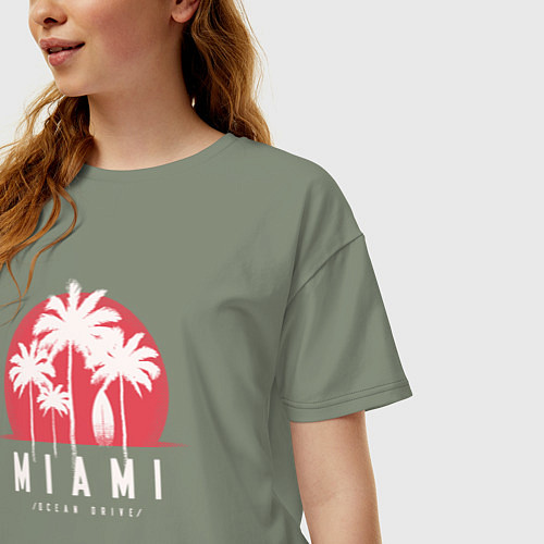 Женская футболка оверсайз Miami ocean drive / Авокадо – фото 3