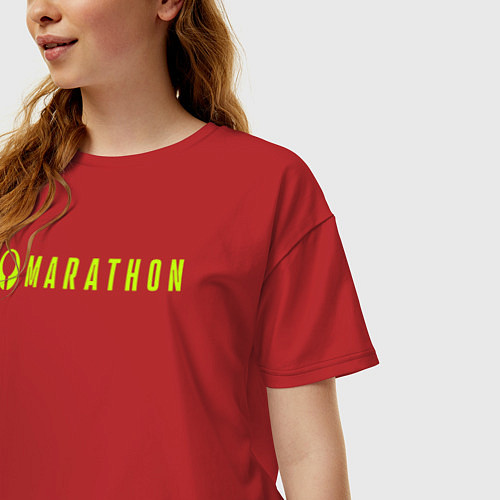 Женская футболка оверсайз Marthon logotype / Красный – фото 3