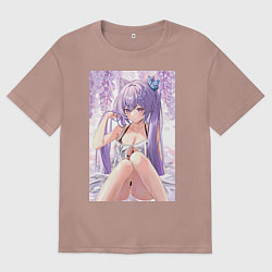Футболка оверсайз женская Геншин Кэ Цин, цвет: пыльно-розовый