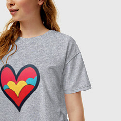 Футболка оверсайз женская Яркое сердечко, цвет: меланж — фото 2