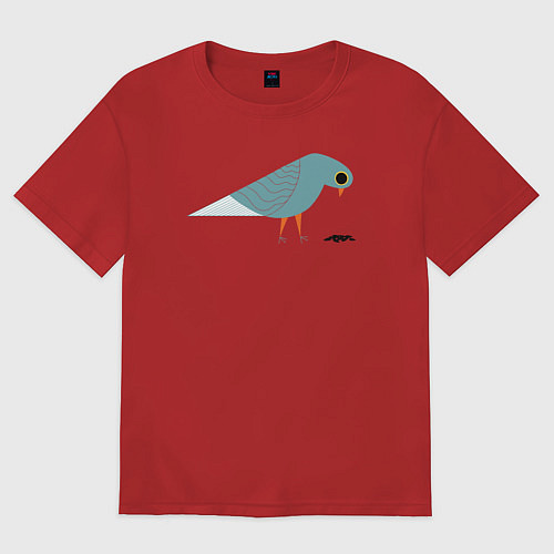 Женская футболка оверсайз Голубь и семечки / Красный – фото 1