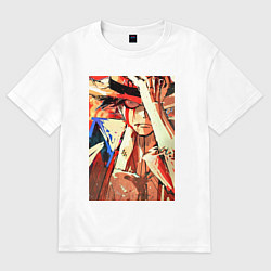 Футболка оверсайз женская Ван-Пис Луффи Монки арт, цвет: белый