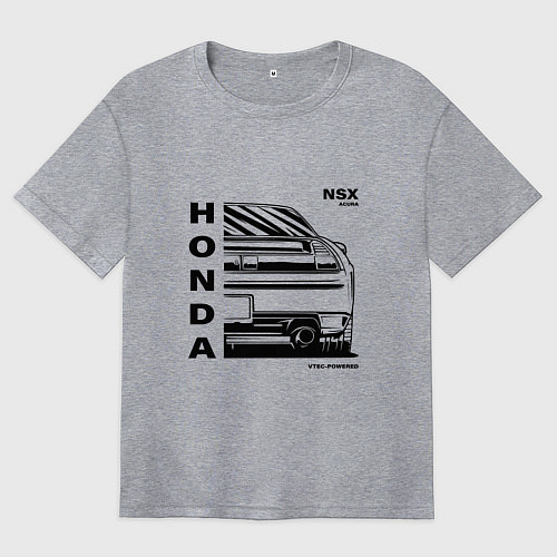 Женская футболка оверсайз Honda nsx acura vtec powered / Меланж – фото 1