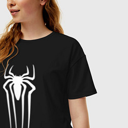 Футболка оверсайз женская Белая эмблема Человека-паука, цвет: черный — фото 2