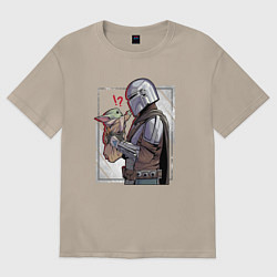 Футболка оверсайз женская Беби Йода и Мандалорец, цвет: миндальный