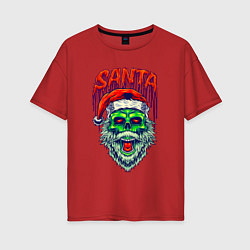 Футболка оверсайз женская Dead zombie Santa, цвет: красный