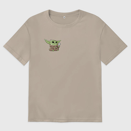 Женская футболка оверсайз Персонаж Беби Йода / Миндальный – фото 1