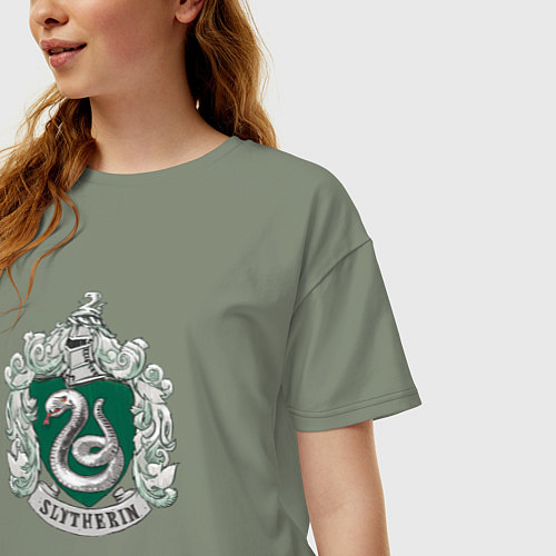 Женская футболка оверсайз Герб Слизерина / Авокадо – фото 3