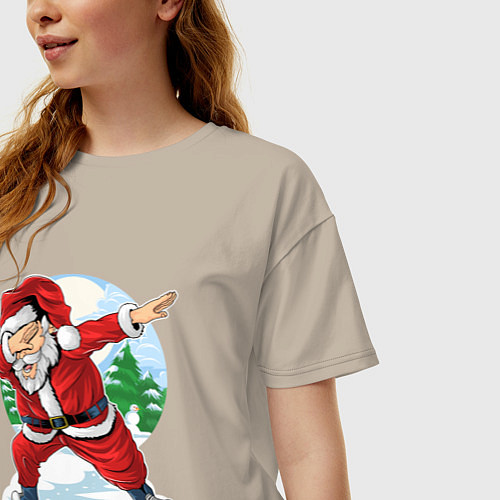 Женская футболка оверсайз Dab Santa / Миндальный – фото 3