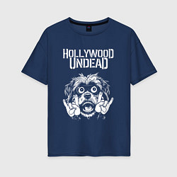 Футболка оверсайз женская Hollywood Undead rock dog, цвет: тёмно-синий