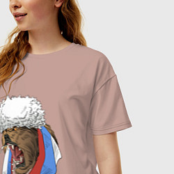 Футболка оверсайз женская Русский медведь арт, цвет: пыльно-розовый — фото 2