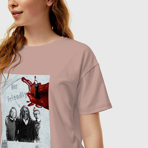 Женская футболка оверсайз Mr friendly / Пыльно-розовый – фото 3