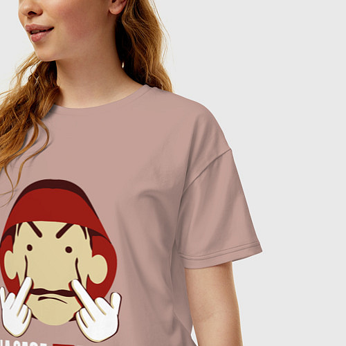 Женская футболка оверсайз Fuck you bella ciao / Пыльно-розовый – фото 3