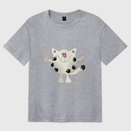 Женская футболка оверсайз Кот в лапах / Меланж – фото 1