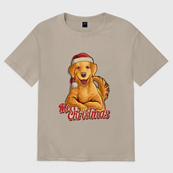 Женская футболка оверсайз Новогодний ретривер