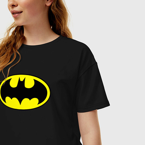 Женская футболка оверсайз Batman logo / Черный – фото 3