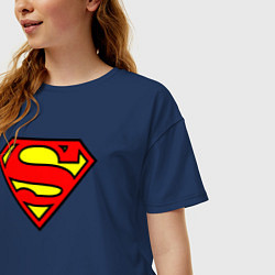 Футболка оверсайз женская Superman logo, цвет: тёмно-синий — фото 2