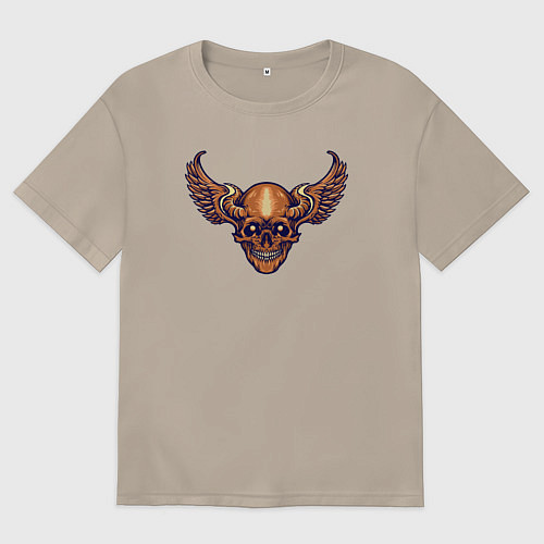 Женская футболка оверсайз Skull angel / Миндальный – фото 1