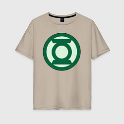 Футболка оверсайз женская Green lantern logo, цвет: миндальный