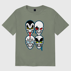 Футболка оверсайз женская Kiss skulls, цвет: авокадо