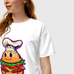 Футболка оверсайз женская Бургер повар, цвет: белый — фото 2