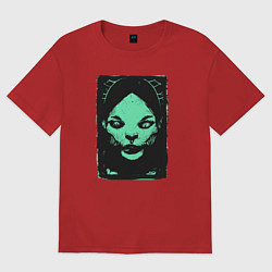 Футболка оверсайз женская Ужасные существа и страшные монстры, цвет: красный