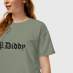 Футболка оверсайз женская Rapper P Diddy - meme, цвет: авокадо — фото 2