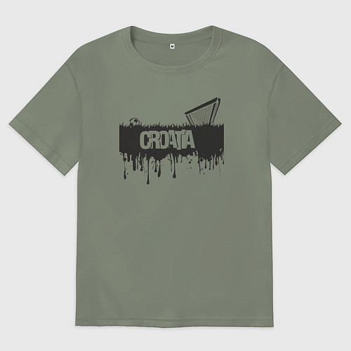 Женская футболка оверсайз Футбол - Хорватия / Авокадо – фото 1