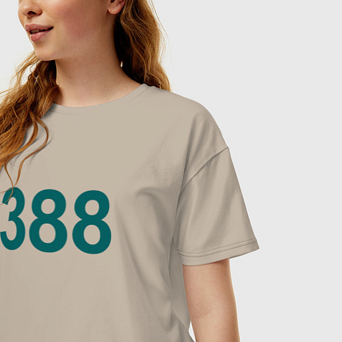 Женская футболка оверсайз 388 - Игра в кальмара / Миндальный – фото 3