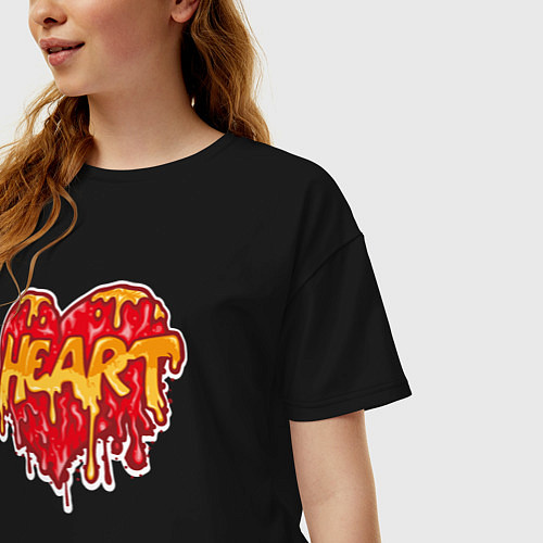 Женская футболка оверсайз Honey heart / Черный – фото 3