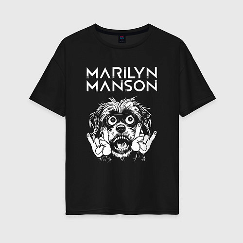 Женская футболка оверсайз Marilyn Manson rock dog / Черный – фото 1