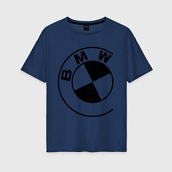 Футболка оверсайз женская БМВ значок, цвет: тёмно-синий