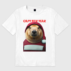 Футболка оверсайз женская Capy new year, цвет: белый