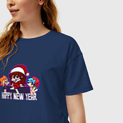 Футболка оверсайз женская Friday Night Funkin - New Year, цвет: тёмно-синий — фото 2