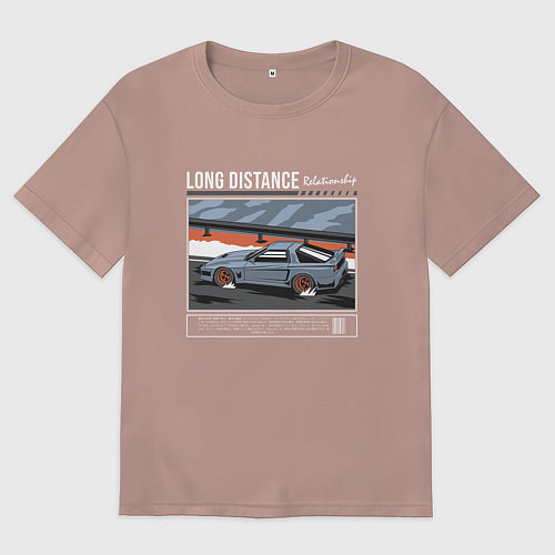 Женская футболка оверсайз Шевроле Корвет арт / Пыльно-розовый – фото 1