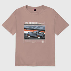 Футболка оверсайз женская Шевроле Корвет арт, цвет: пыльно-розовый