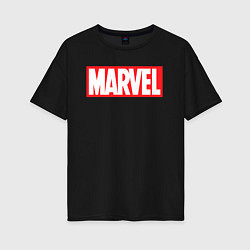 Футболка оверсайз женская Marvel logo, цвет: черный