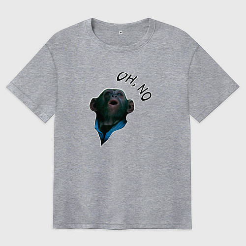 Женская футболка оверсайз Oh, no monkey / Меланж – фото 1