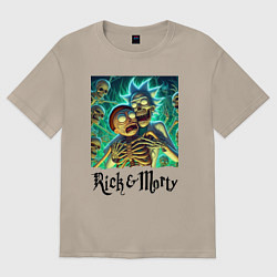 Футболка оверсайз женская Rick and Morty - horror, цвет: миндальный