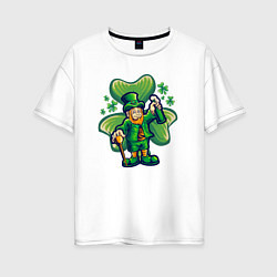 Футболка оверсайз женская Ирландец с пивом, цвет: белый