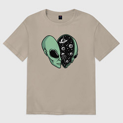 Футболка оверсайз женская Space alien, цвет: миндальный