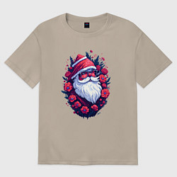 Женская футболка оверсайз Дед мороз новый год в цветах