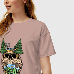 Футболка оверсайз женская Skull nature vibe, цвет: пыльно-розовый — фото 2