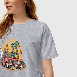 Футболка оверсайз женская Веселые серферы, цвет: меланж — фото 2